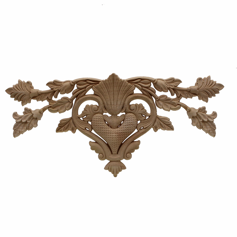 

RUNBAZEF European Wooden Door Flower Solid Wood Applique Carved Vintage Home Decoration Maison Accessories Figurines Miniatures
