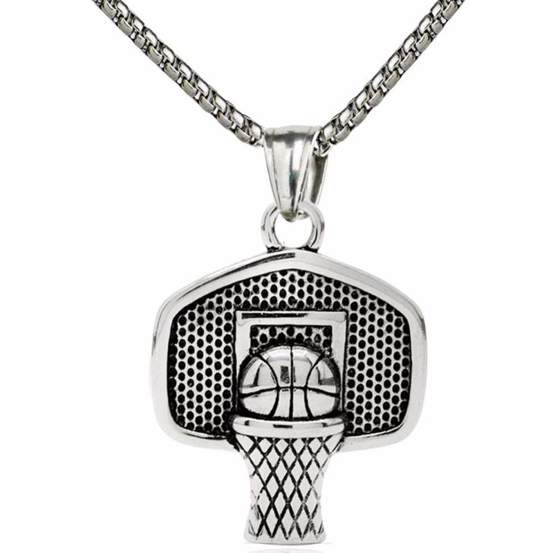 

Stainless Steel Basketball Pendant Men Necklace Shoot a Basket Sport Fun Necklace Basketball Lovers Gift