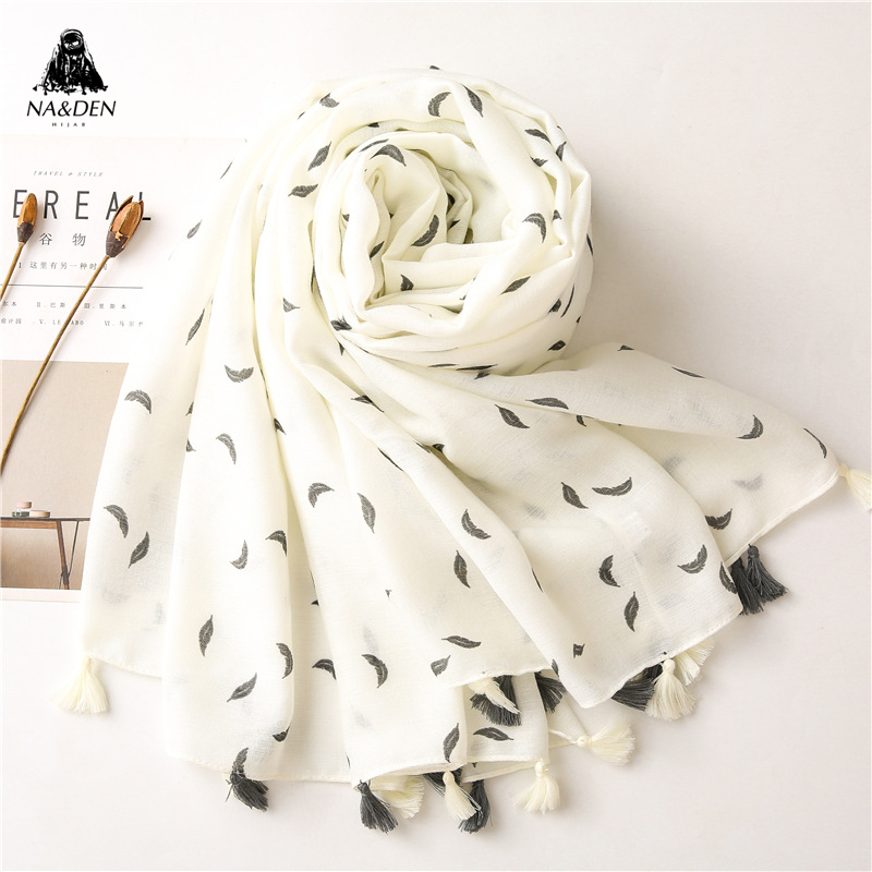 

Feather Print Scarf Women Soft Chiffon Thin Style Long Scarves Shawls Femme Beach Wrap Hair Tie Band Neckerchief Multi-Purpose