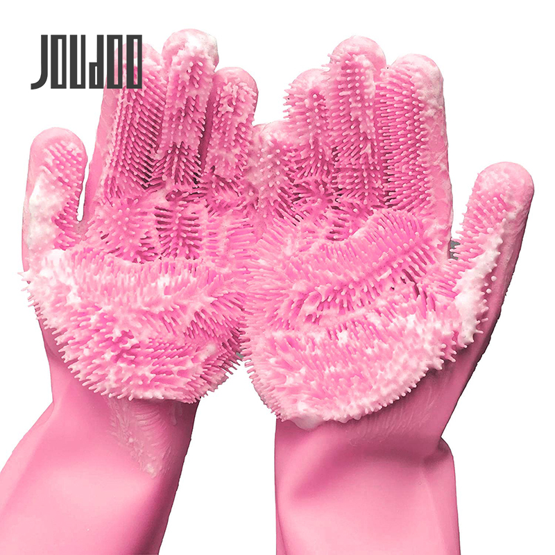 

2pcs Silicone Dishwashing gloves with Brush kitchen dish washing Rubber gloves magic rubber silicone dish washing Clean