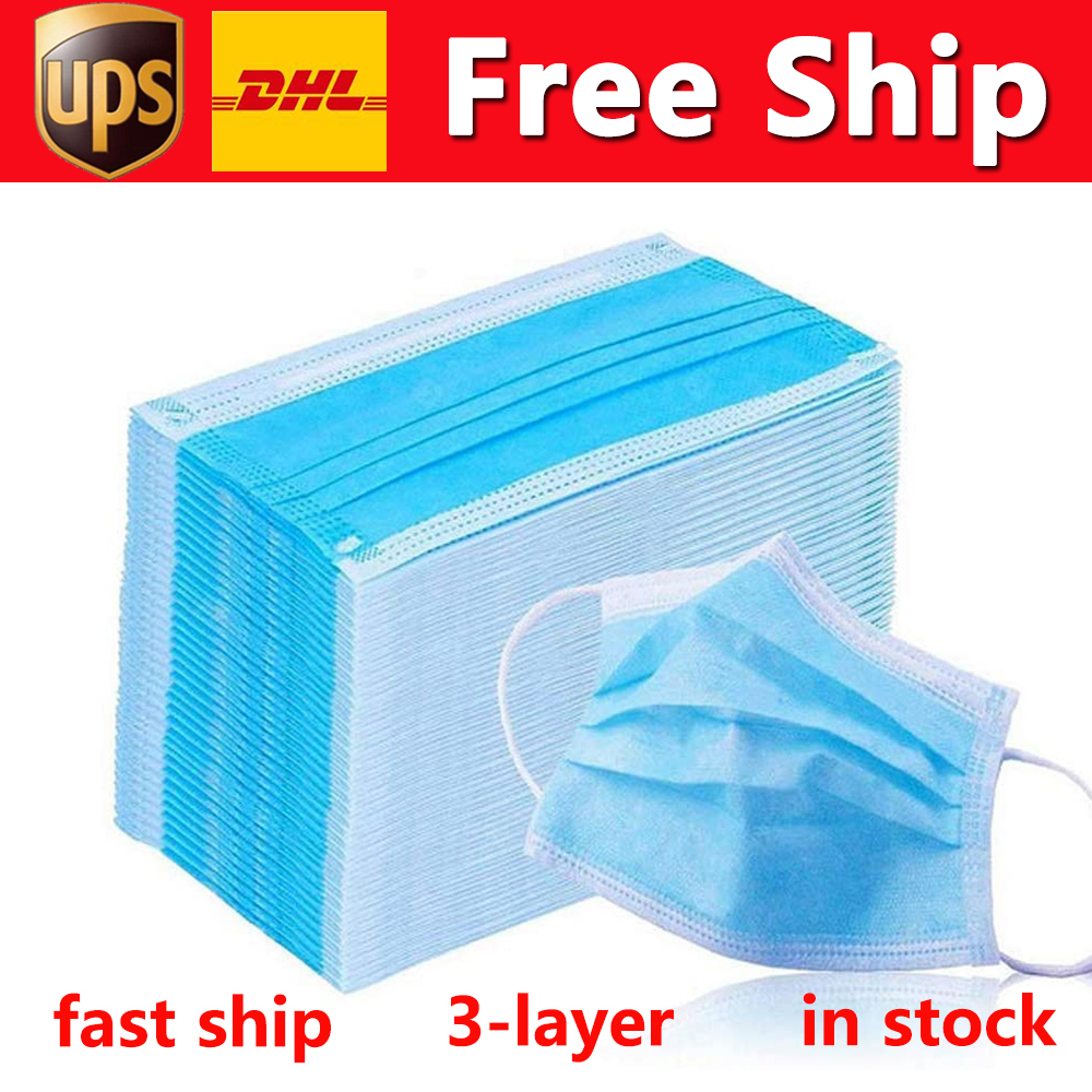 

DHL Free Shipping Disposable Masks Protection and Personal Health Mask 3-Layer Women Men Face Cover with Earloop Mouth Sanitary Masks