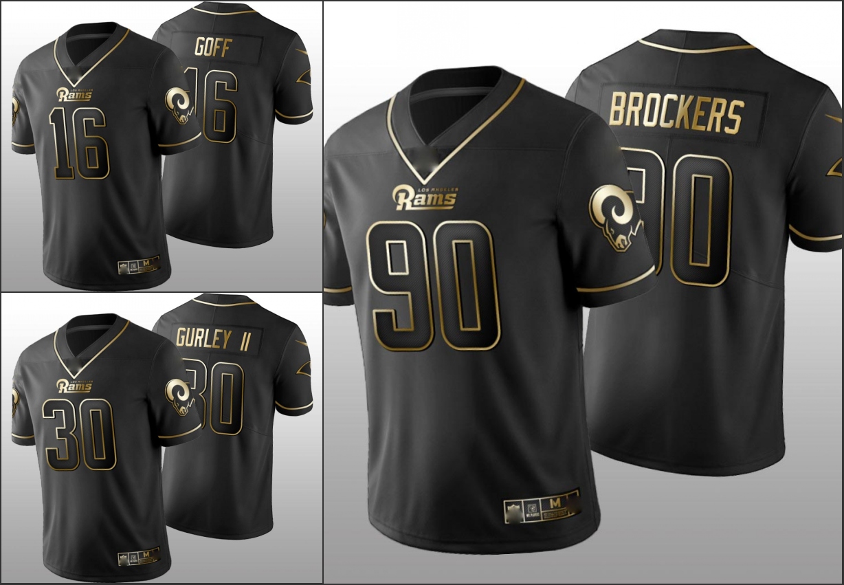 

Los AngelesRamsMen #16 Jared Goff 30 James Conner 99 Aaron Donald Women Youth Black Golden Limited Jersey, Black;red