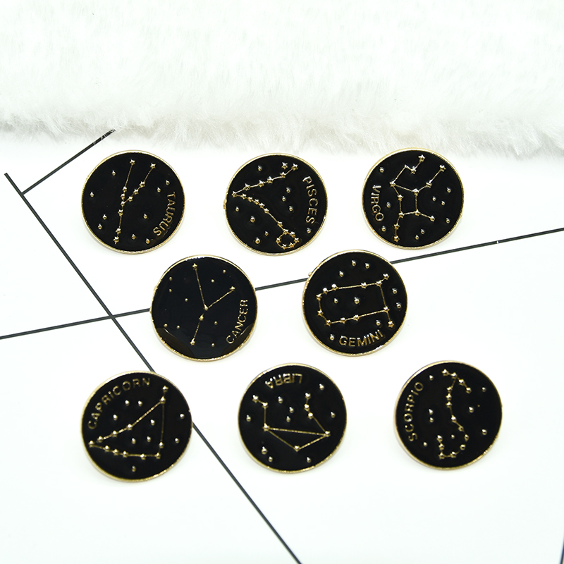 

Cartoon Black Round Badge Constellation Symbol Meaning Brooches Enamel Pins Funny FashionJewelry Lapel Backpack Feastival Gift for1469987