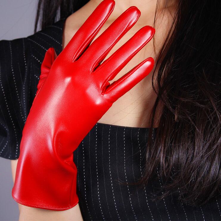 

Women's fashion sexy faux pu leather glove lady's club performance formal party leather long red glove 28cm R1967