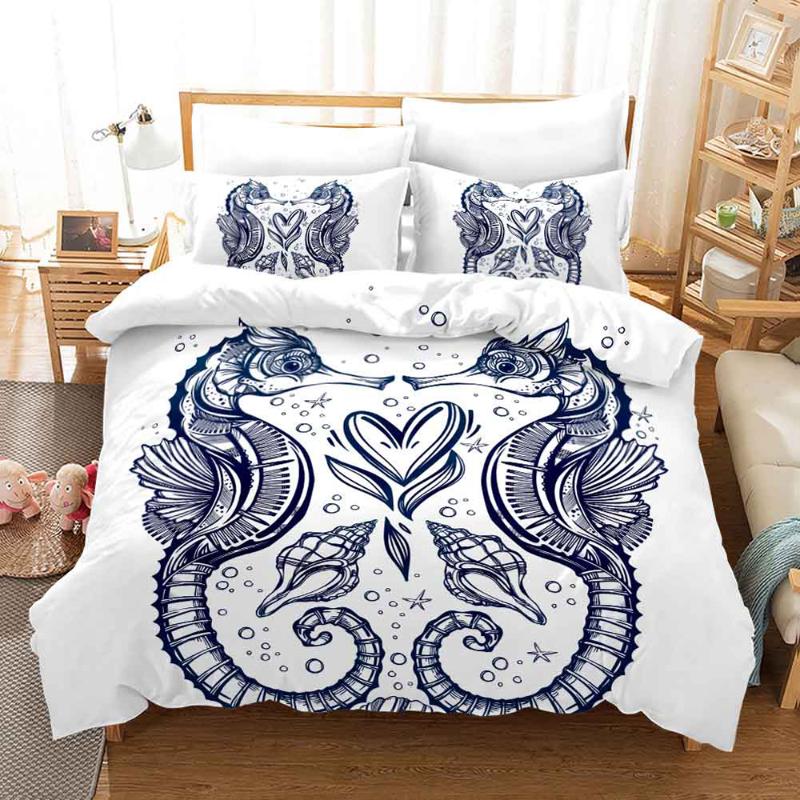 

Luxury Bedding Set 3D King Black Gold Sea Horse King  Duvet Cover Constellation Bed Sets Bohemian Bedclothes, Style 4