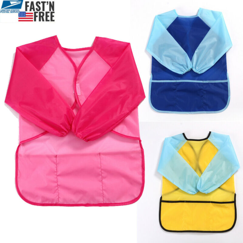 

Waterproof Art Aprons Smock Nylon Long Sleeve Kids Painting Shirt Paint Apron Girl Boy School Painting Accessory