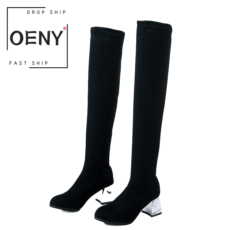 

New Winter British Retro Style Womens boots Solid color Non-slip Warm over the knee Boots Plus Size US 4-13 Botas Mujer Invierno, Black