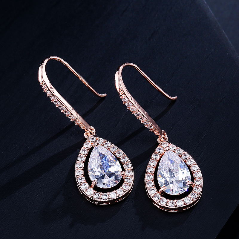 

UILZ Classic Water Drop Shaped Cubic Zircon Jewelry for Women's Earrings Bridal Wedding Anniversary Gifts Accessories UE331