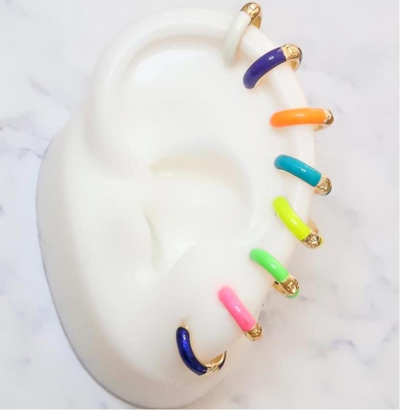 

Hoop & Huggie High Quality Gold Color Neon Enamel Mini Small Earring For Women Summer Selling Multi Piercing Charm Hoops