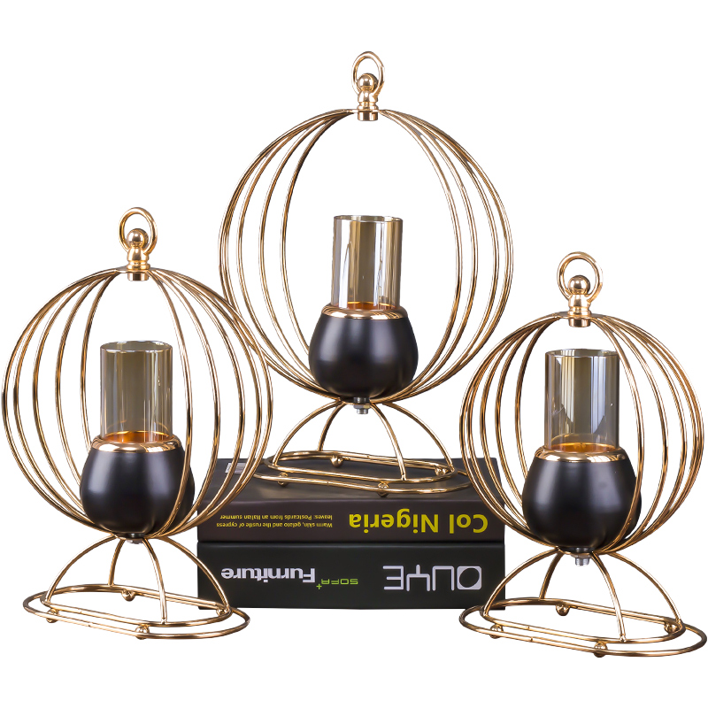 

Personalized Black Nordic Small Round Candle Holder Metal Romantic Dining Table Centerpieces Candlesticks Gold Home Decor II50ZT