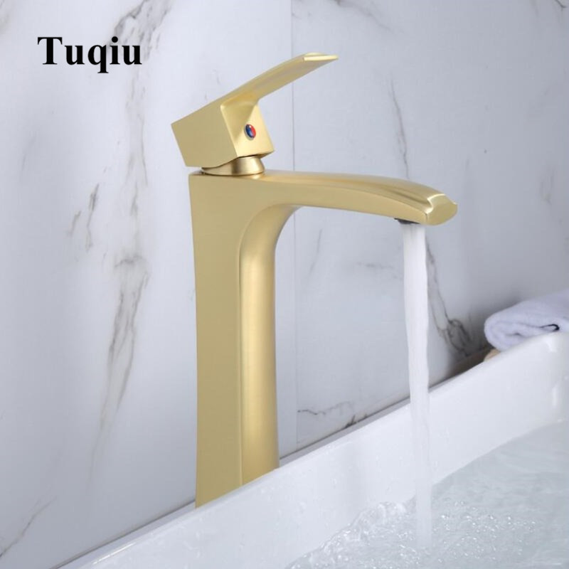 

Vidric New Arrival Brush gold Bathroom Faucet Brass Basin Mixer Bathroom Sink Hot and Cold Tap Sink Basin Mixer Tap