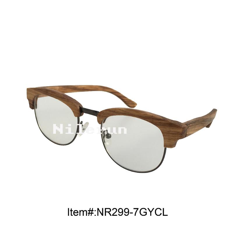 

novelty grey metal zebra wood optical glasses