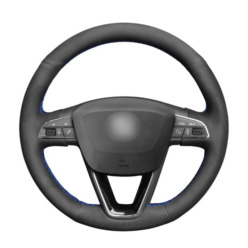

Hand-stitched Black Synthetic Suede Car Steering Wheel Cover for Seat Leon 5F 3 Ibiza 6J Arona Alhambra 2020 2020