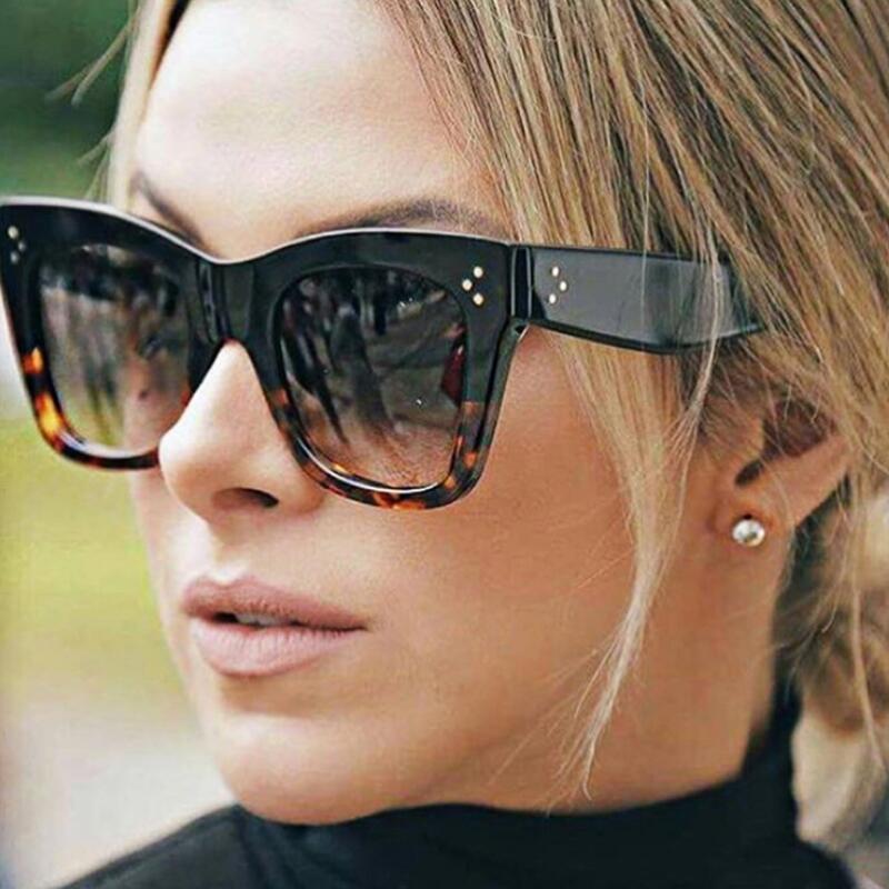 

2020 Fashion Cat Eye Leopard Sunglasses Vintage Women Brand Designer Plastic Frame Lady Sun Glasses feminino, White;black