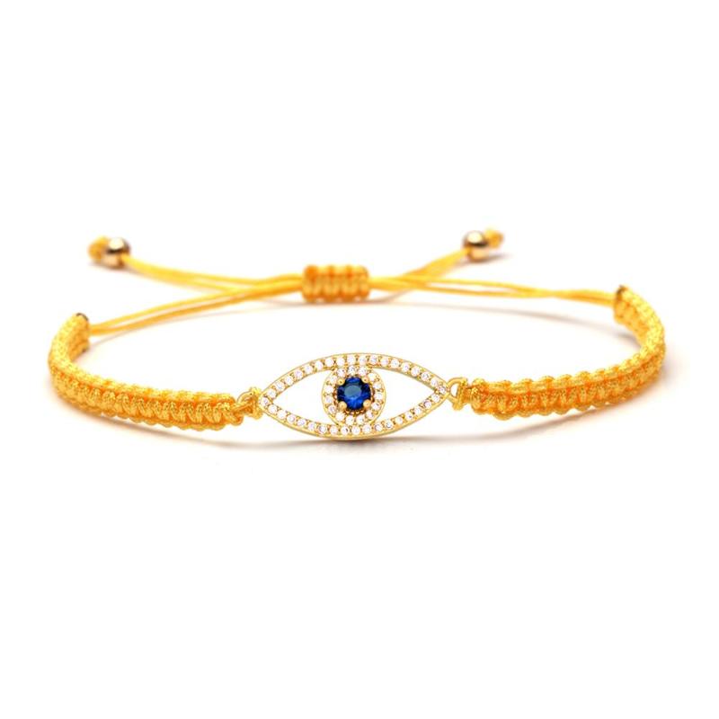 

CZ Crystal Oval Evil Eye Charm Bracelets Women Men Delicate Zircon Copper Greece Eye Orange Red Purple Thread Braided Jewelry He