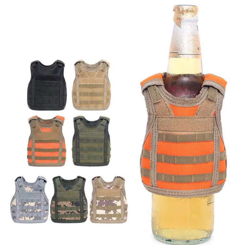 

Beverage Koozie Vest Military Molle Mini Beer Cover Vest Cooler Sleeve Adjustable Shoulder Straps Beer Cover Bar Party Decoration