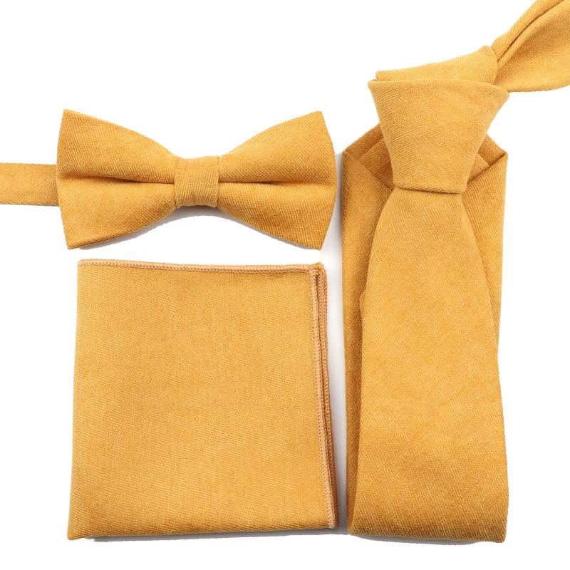 

Vintage Soft Downy Suede Solid Colorful Cotton Neck Tie Set Butterfly bowtie Handkerchief Pocket Square Accessory Gift Lots