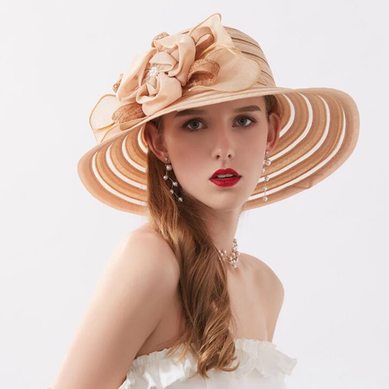 

Outdoor Sun Hat Women European American Fashion Wide Brim Hats Female Lace Flower Sun Shade Cap Summer Folding Beach Caps H6541, White