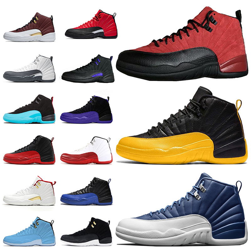 

2020 Jumpman 12 Mens Basektball Shoes 12s Reverse Flu Game 12 University Gold Dark Concord Stone Blue XII mens trainers sneakers size 13, A23 cny 36-47