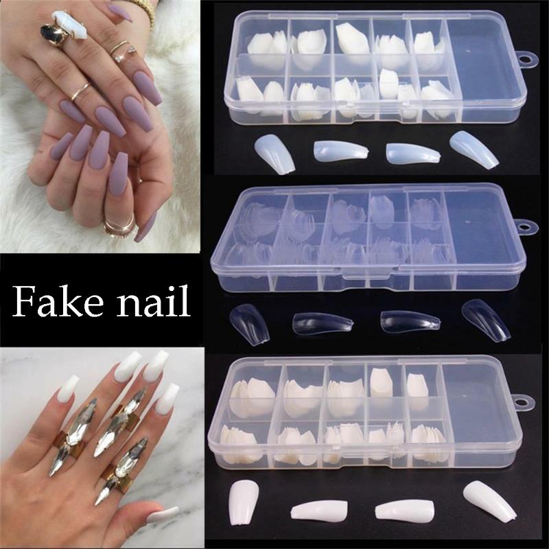 

100/600pcs Full Fake Nails Tips Display Artificial Natura Clear False Nails Art Press on Nail Designs Long French Manicure Set, Toe nail