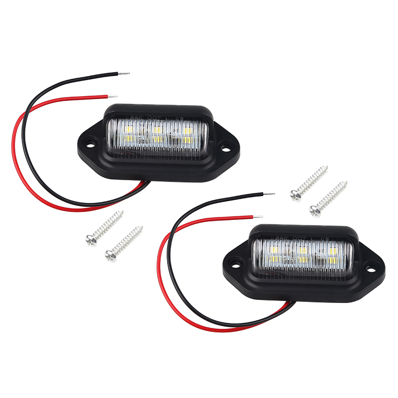 

2 PCS 9-30V truck light car license plate light universal highlight 6 LED truck license plate waterproof decorative lights