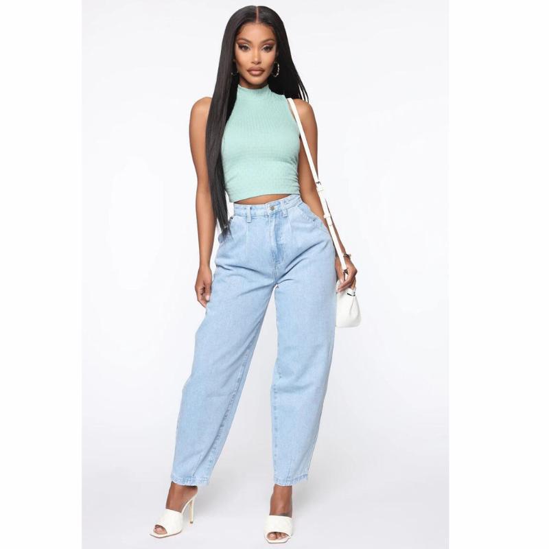 

Fashion Womens Casual Pockets High Waist Zipper Jeans Denim Harem Pants Trousers Casual Baggy Ripped Jeans Women#g3, Blue