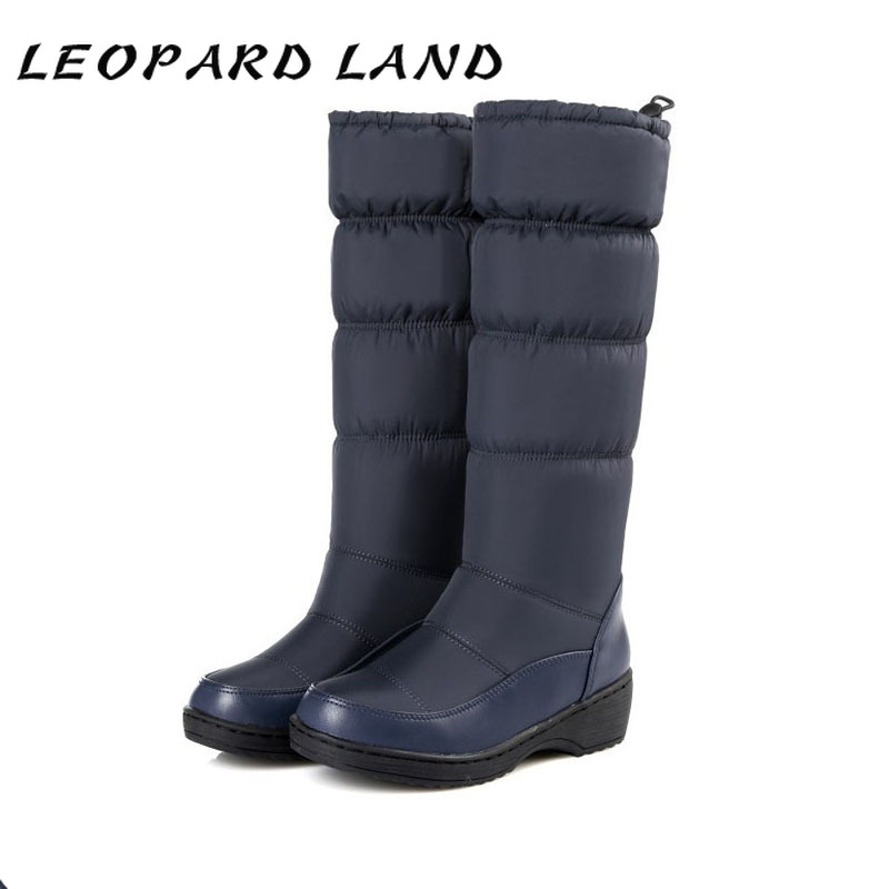 

2020 Women Winter Knee High Boots Casual Winter Down Snow Boots Popular Round Slip-on Shoes High Quality women X-85, Black