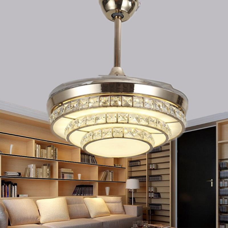 

Modern 42 inch LED remote control invisible ceiling Fans lamp Three colors variable light bedroom living room decorative lamps