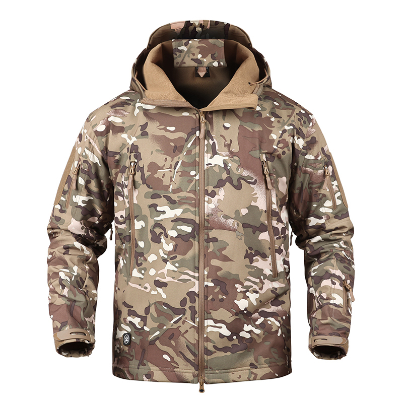 

Tactical jacket Autumn Winter Men Camouflage Waterproof Windproof warm Fleece Hiking jacket Army camping Softshell Coat, 18
