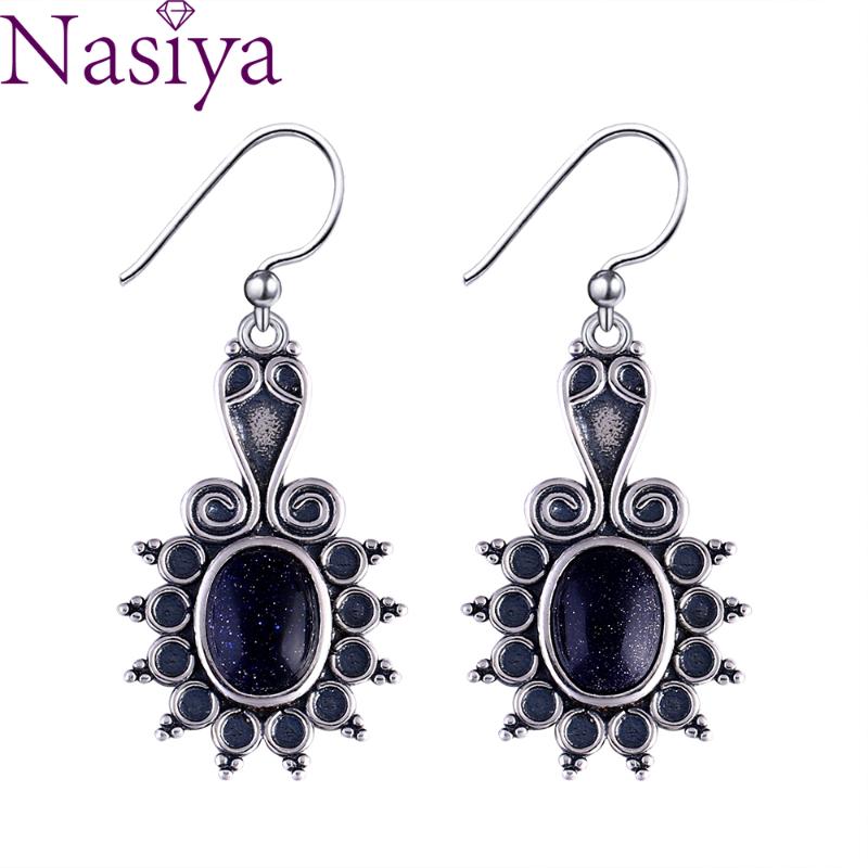 

New Style Oval Ethnic Flower Moonstone Women's 925 Sterling Sliver Drop Earrings Wedding Party Anniversary Engagement Jewelry