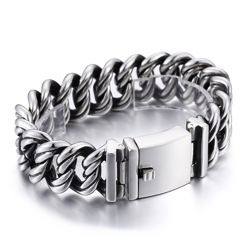 

factory Wholesale 145g Heavy huge Vintage 316L Stainless Steel Biker Chain bracelet Men's Gothic Jewelry bling 8.66