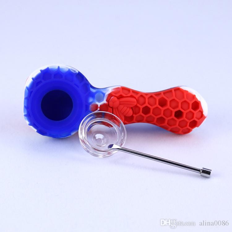 

2021 Silicone Smoking Pipes Honeycomb Styles Oil Burner Dab Pipe Tobacco with Glass Bowl Silicones