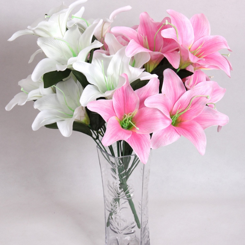 

10pcs Artificial Lily Flowers European Multicolor Bridal Bouquet Wedding Party Garden Balcony Home Decoration Fake Flowers DIY