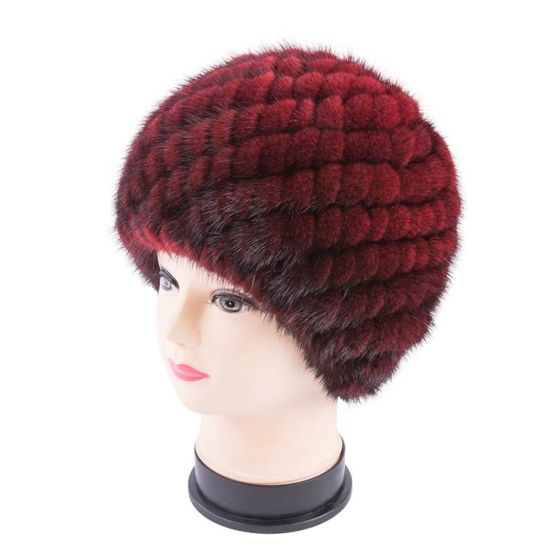 

2020 new flower Women Russian Women Natural Fur cap Luxury knit hat beanie winter fur hat