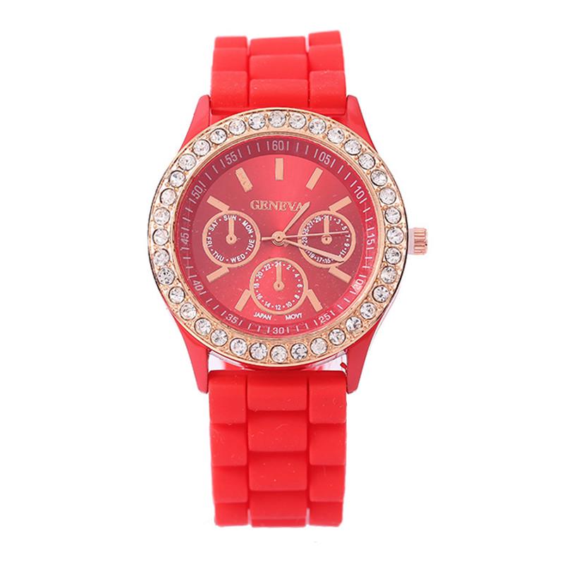 

2020 Geneva Rhinestone Silicone Band Black Women Quartz Watch Fashion Casual Simple Ladies Clock Gift For Women relgio feminino