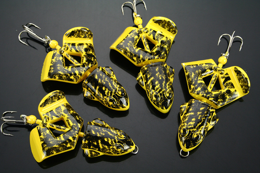 20pc/Lot Fishing Lure Plastic Crankbaits Frog Lures Floating Soft Tackle Baits 12.2g Yellow New-image-587664209