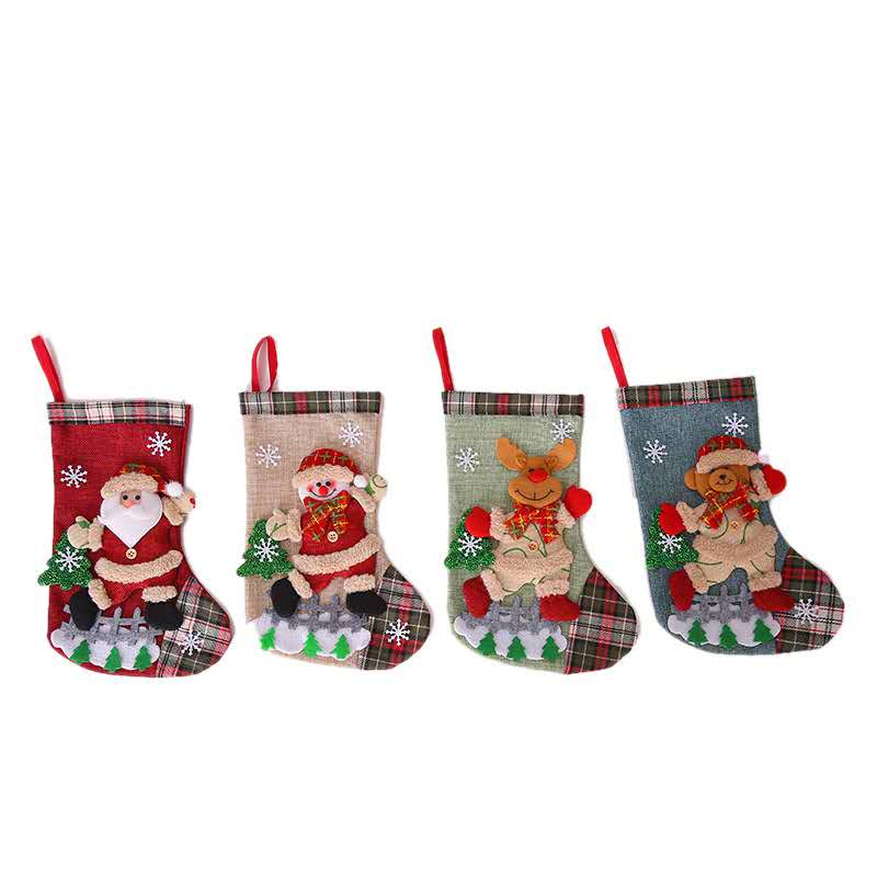 

Christmas Socks Decorations Tree Decor Gift Bag For Home Present Candy Bags Lovely Socking Box For Children 4PSC