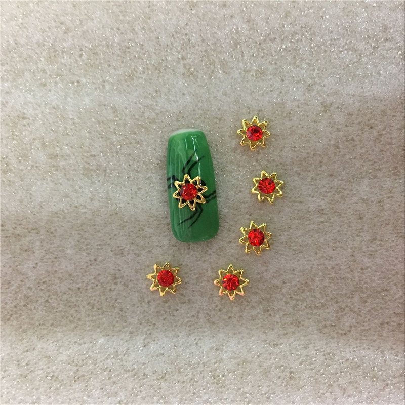 

10 pcs/bag Nail Alloy Jewelry Golde Red Diamond Bow Gem Rhinestone Art GlitterAcessorios 3D Nail Art Decoration Jois Tools NO.40