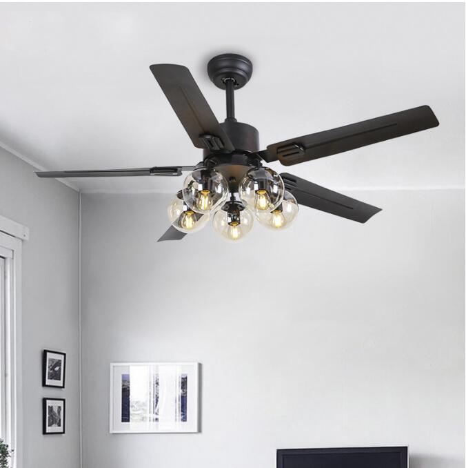

Black Vintage Ceiling Fan With Lights Remote Control Ventilador De Techo 220 Volt Bedroom Ceiling Light Fan Lamp E27 Bulbs