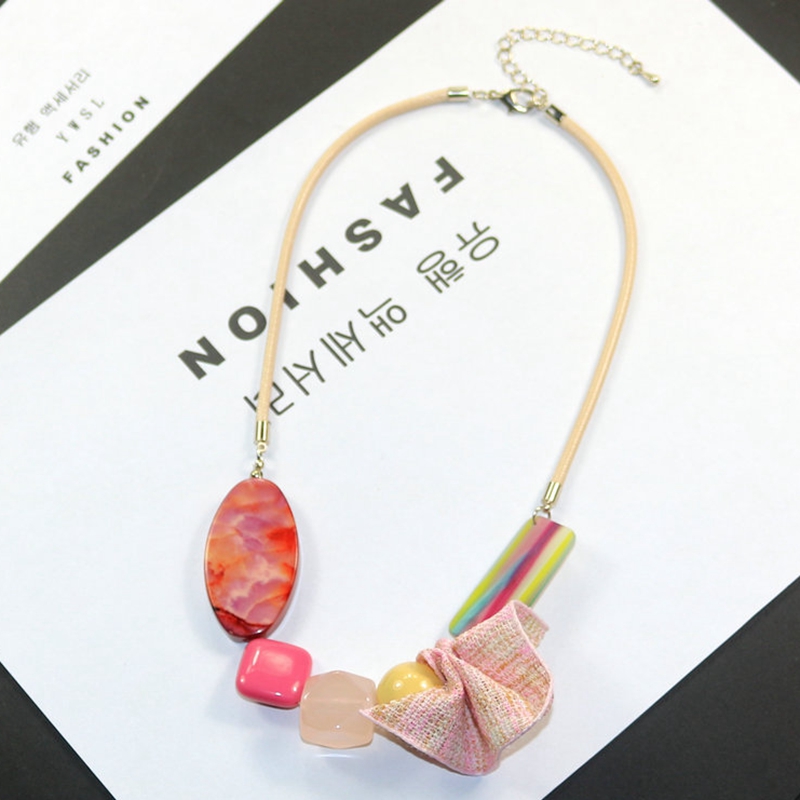 

Resina abalorios colgante collares para mujeres tejido Bola de colores sencillo Vintage joyería de moda al por mayor