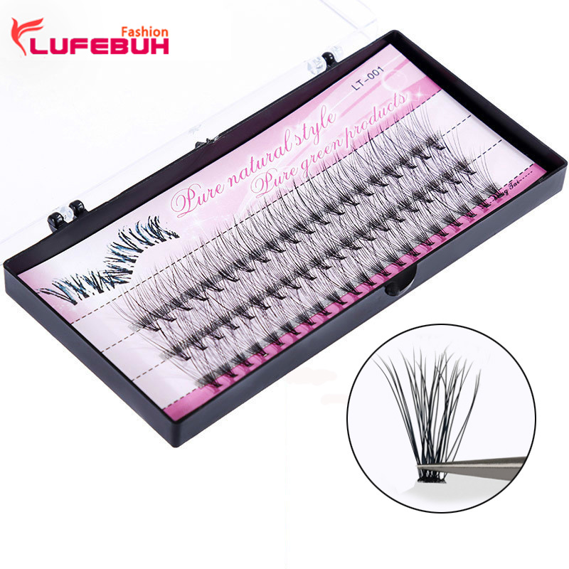 

LUFEBUH 60pcs 8/10/12/14mm Natural Fake Eye Lashes Makeup Individual Cluster Eye Lashes Grafting Fake False Eyelashes