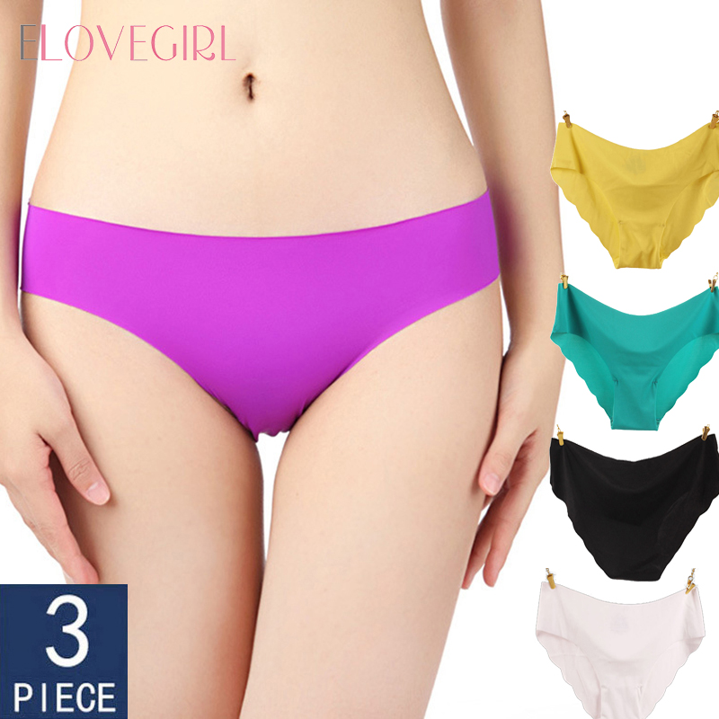 

Elovegirl 3PCS Hot Sale Seamless Panties For Women ultra-thin Comfort No Trace Woman Underwear Briefs Low Rise Brand Underwear, Random color 3pcs