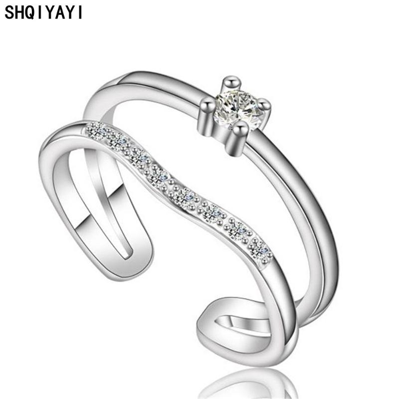 

SHQIYAYI Ladies Finger Rings For Women Jewelry Wedding Gift Cubic Zirconia Korea Trendy Jewelry Adjustable Size Ring 110
