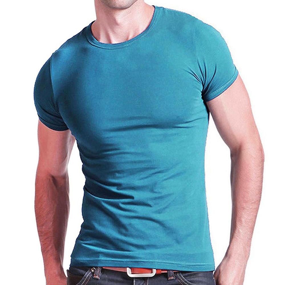 

2020 Stretch Lycra V Collar Mens T Shirt Solid Color Short Sleeved T-Shirt For Male Men Tights Slim Tshirt, V navy
