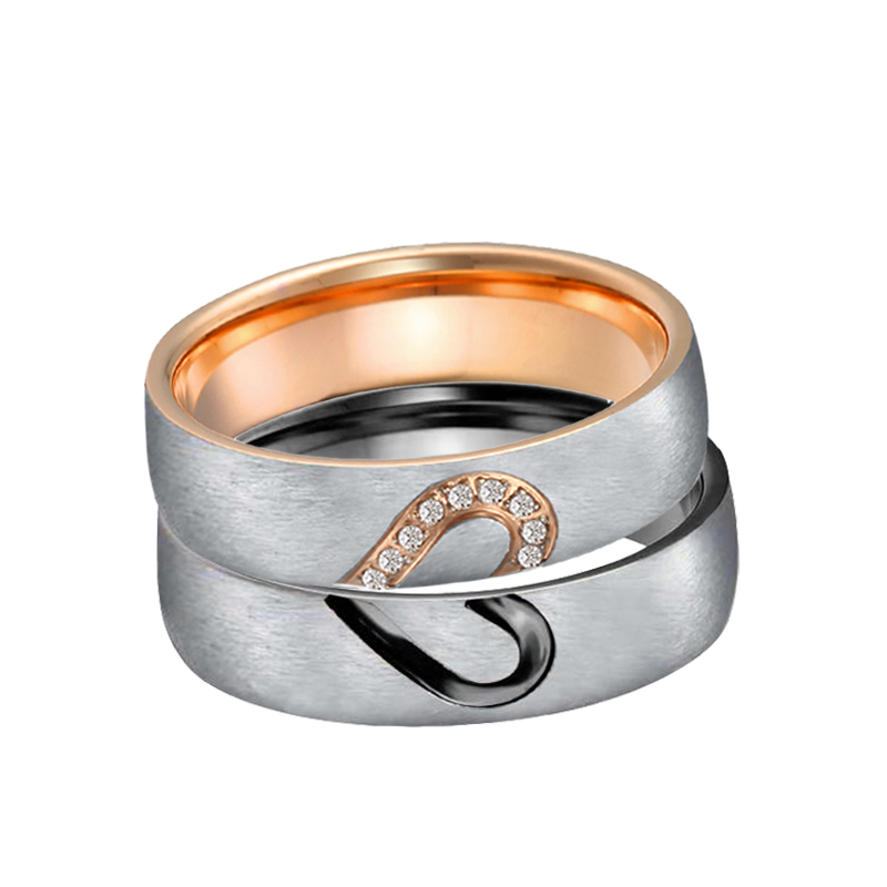

Classic Black Red Rose heart shaped LOVER'S couple wedding rings for men and women ladies jewelry Alliance marriage ring