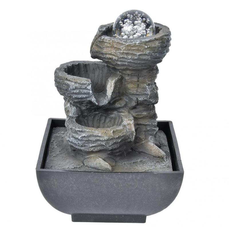

Elegant Resin Desktop Fountain Decoration Home Tabletop Landscape Ornament with Light Ball Desktop Fountain