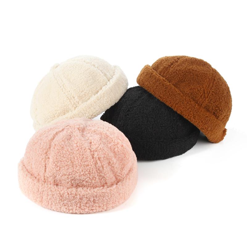 

Beanies Solid Color Pumpkin Cap Cashmere Unisex Beanie Skullcap Street Brimless Hat