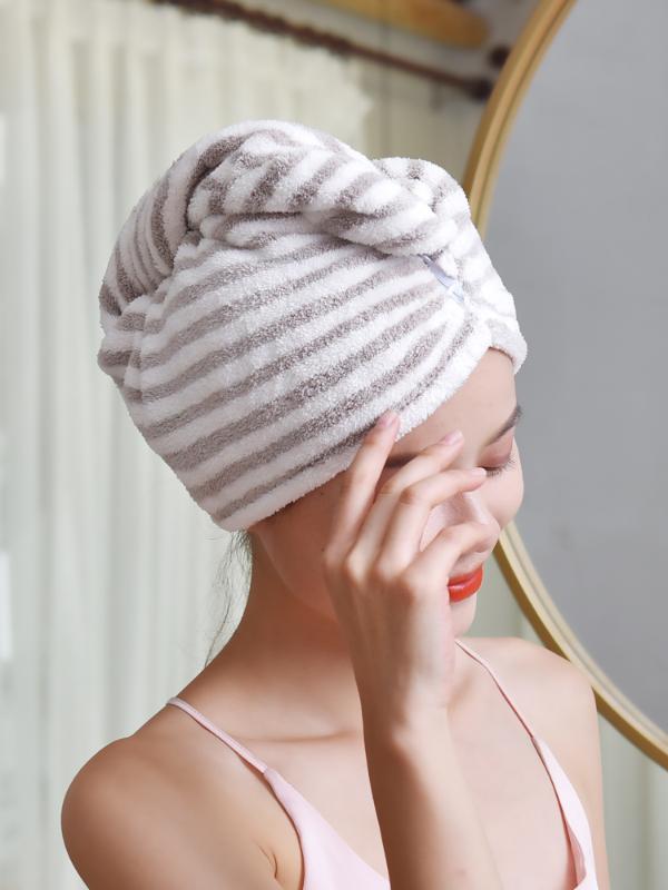 

Coral Fleece Big Stripe Hair Care Super Absorbent Headband Wipe Hair Dry Thickened Bath Cap Shampoo Towel Dry Towel, Style12