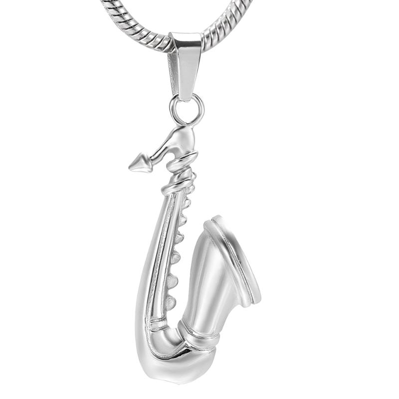 

Musical Instruments Cremation Jewelry Necklace 316L Stainless Steel Saxophone Keepsake Memorial Urn Necklace