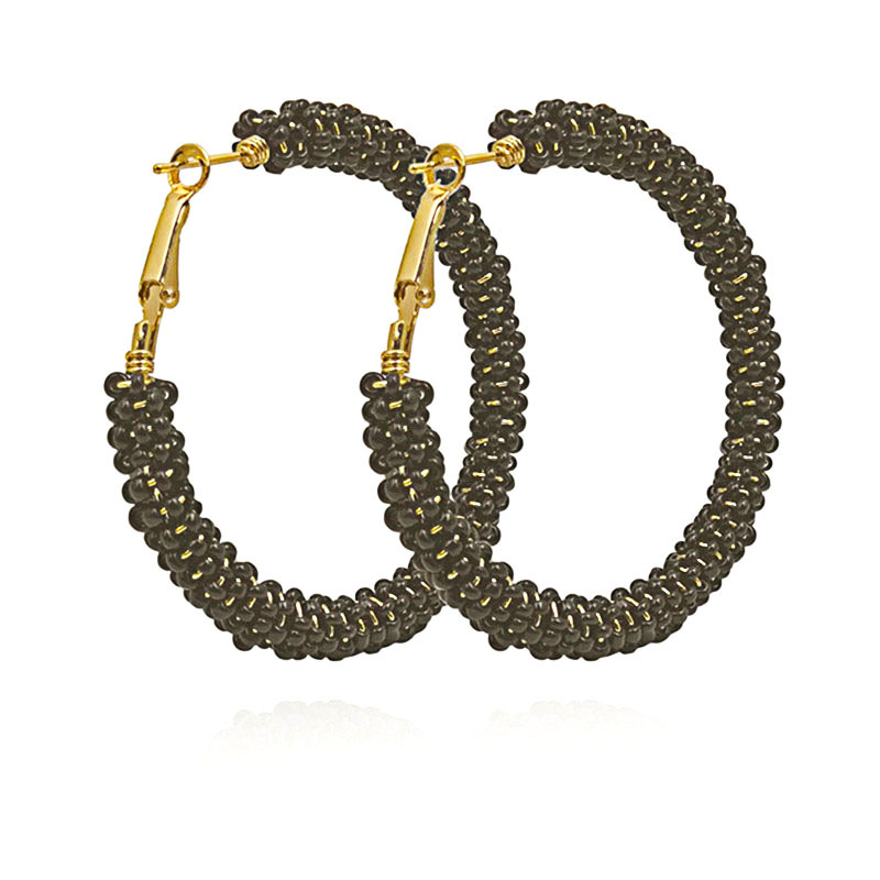 

Hoop & Huggie Ethnic Boho Arcylic Beads Circle Round Earrings For Women's Fashion Statement Golden Punk Charm Party Jewelry